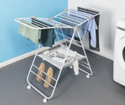 White Expandable Folding-Wing Wheeled Drying Rack 15 White Expandable Folding-Wing Wheeled Drying Rack -Cuisinart Store 810669779 A0 7
