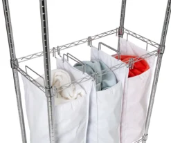 Chrome & White Triple Laundry Hamper & Garment Rack -Cuisinart Store 810669781 A0 3