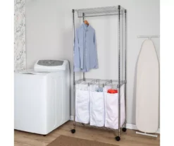 Chrome & White Triple Laundry Hamper & Garment Rack -Cuisinart Store 810669781 A0 7