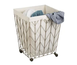 Aged Gold & White Chevron Wire Laundry Hamper 11 Aged Gold & White Chevron Wire Laundry Hamper -Cuisinart Store 810669782 A0 5