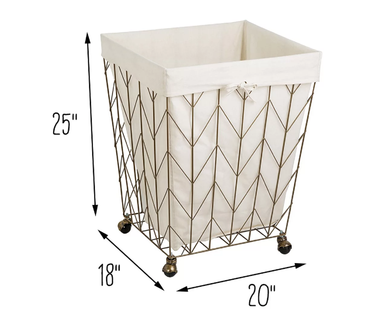 Aged Gold & White Chevron Wire Laundry Hamper 7 Aged Gold & White Chevron Wire Laundry Hamper - Image 7