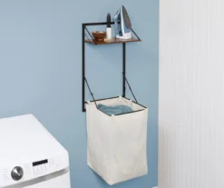 Black & Walnut-Finish Wall-Mounted Hamper With Shelf -Cuisinart Store 810669783 A0 7