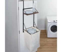 Black & Walnut-Finish Wall-Mounted Hamper With Shelf -Cuisinart Store 810669783 A0 8