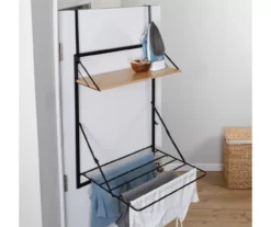 Black & Maple-Finish Wall-Mounted Drying Rack With Shelf 16 Black & Maple-Finish Wall-Mounted Drying Rack With Shelf -Cuisinart Store 810669785 A0 8