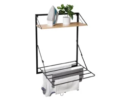 Black & Maple-Finish Wall-Mounted Drying Rack With Shelf 17 Black & Maple-Finish Wall-Mounted Drying Rack With Shelf -Cuisinart Store 810669785 A0 9