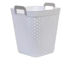 White Flex Dot Laundry Hamper With Handles, (16.5")