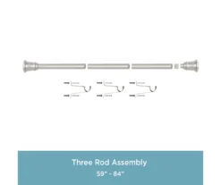 Trumpet Brushed Nickel 1" Adjustable Curtain Rod, (30"-84") -Cuisinart Store 810679557 A0 06