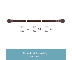 Riley Chocolate 1" Adjustable Curtain Rod, (30"-84") -Cuisinart Store 810679564 A0 06