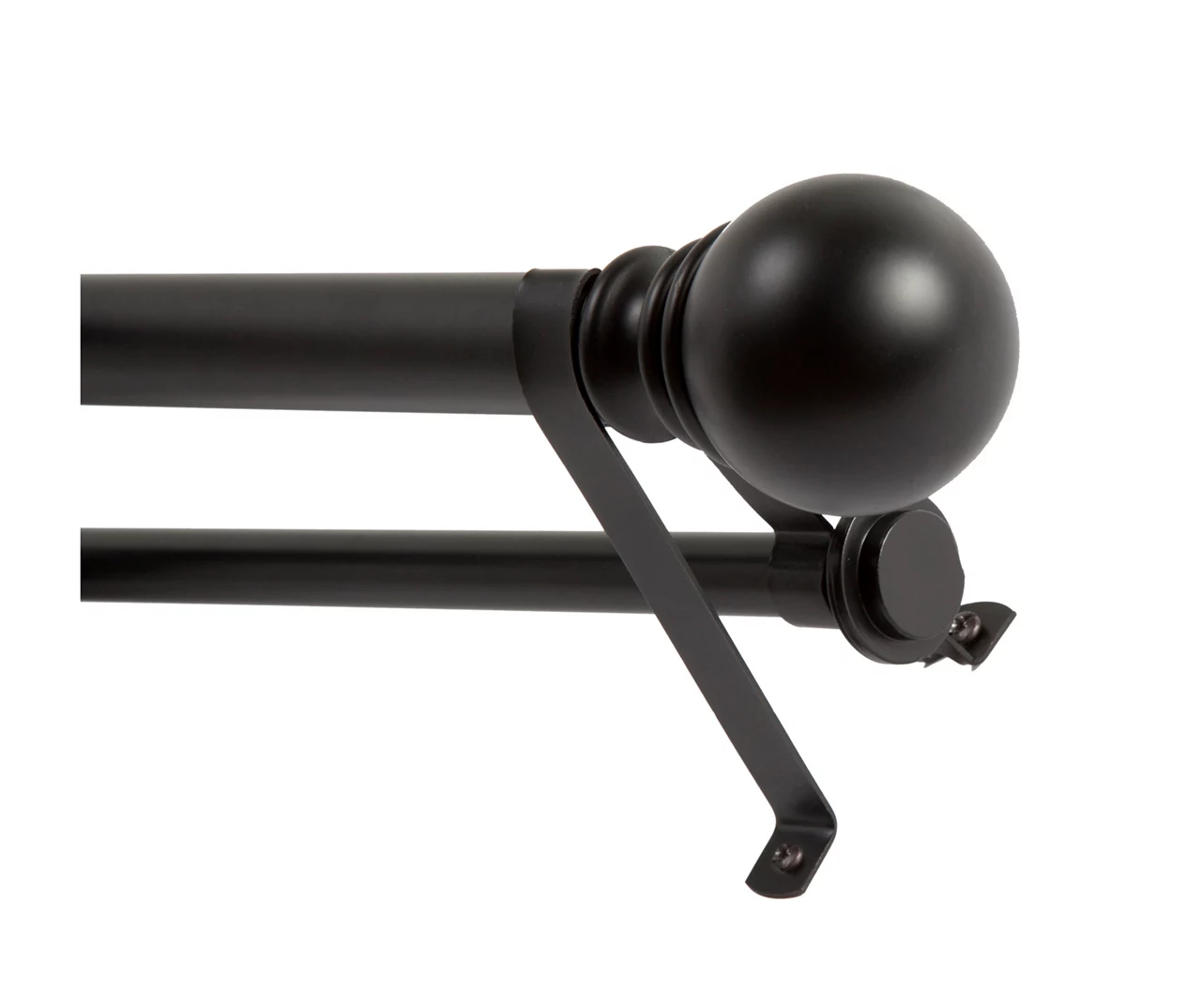 Layla Black 1" Adjustable Double Curtain Rod, (30"-84") 1 Layla Black 1" Adjustable Double Curtain Rod, (30"-84")