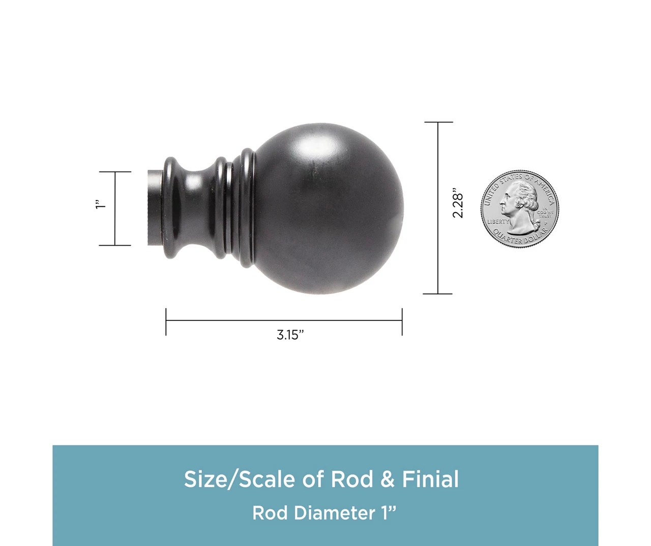 Layla Black 1" Adjustable Double Curtain Rod, (30"-84") 3 Layla Black 1" Adjustable Double Curtain Rod, (30"-84") - Image 3