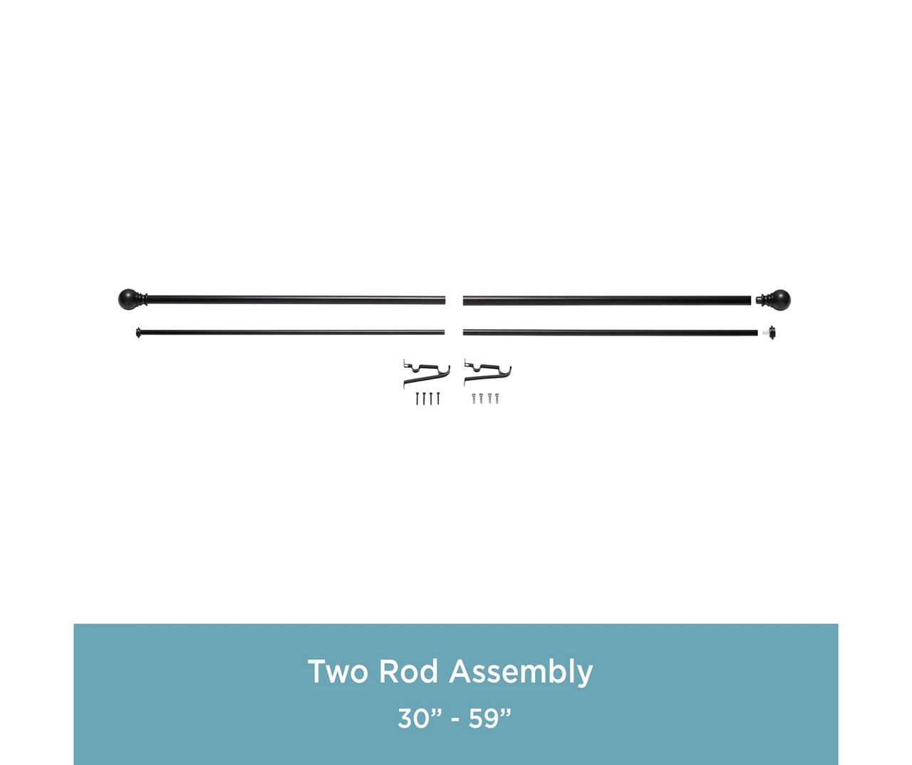 Layla Black 1" Adjustable Double Curtain Rod, (30"-84") 5 Layla Black 1" Adjustable Double Curtain Rod, (30"-84") - Image 5