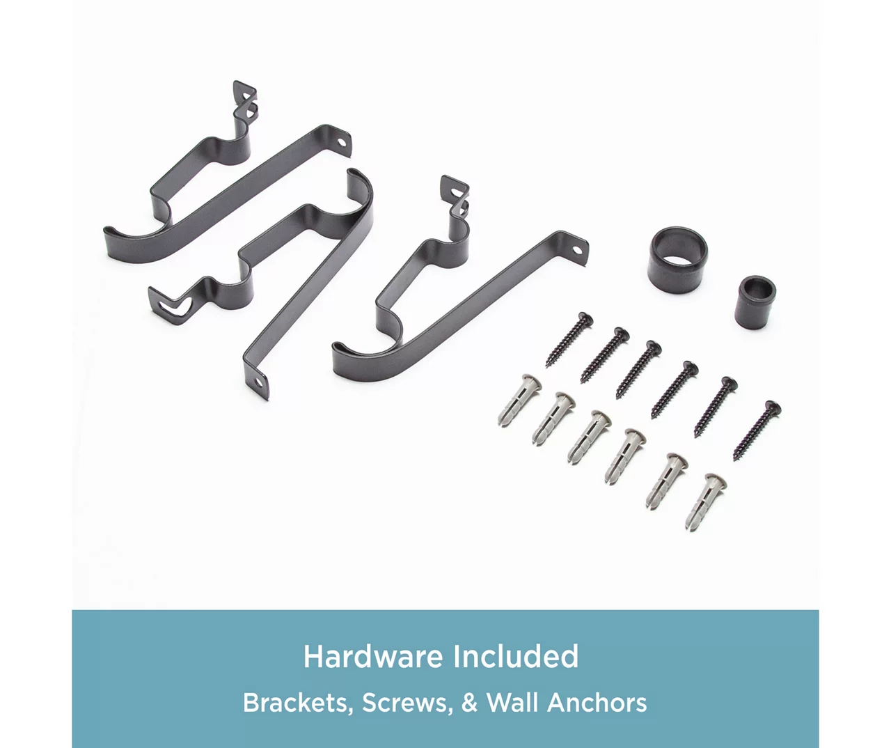 Layla Black 1" Adjustable Double Curtain Rod, (30"-84") 7 Layla Black 1" Adjustable Double Curtain Rod, (30"-84") - Image 7