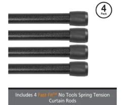 Kenney Fast Fit 4-Piece 7/16" Adjustable Tension Curtain Rod Set, (28"-48") -Cuisinart Store 810679602 A0 05