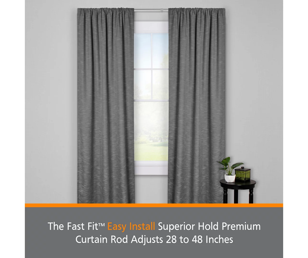 Kenney Fast Fit 2-Piece Adjustable Tension Curtain Rod Set, (28"-48") 11 Kenney Fast Fit 2-Piece Adjustable Tension Curtain Rod Set, (28"-48") - Image 11