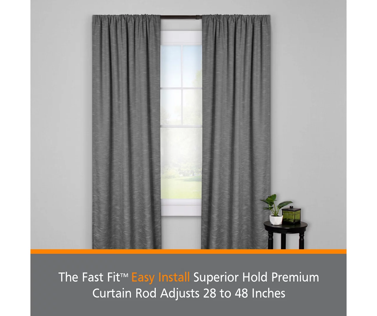 Kenney Fast Fit 2-Piece Adjustable Tension Curtain Rod Set, (28"-48") 4 Kenney Fast Fit 2-Piece Adjustable Tension Curtain Rod Set, (28"-48") - Image 4